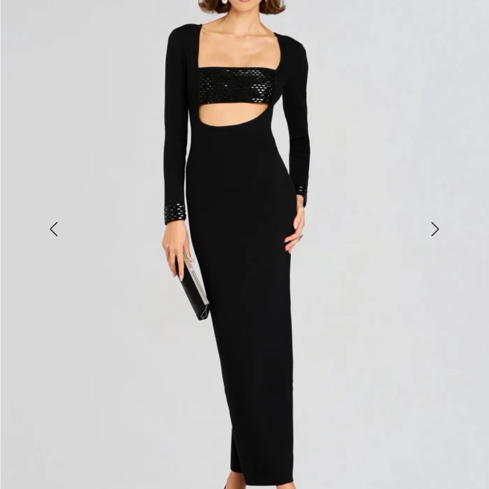 Chic Black Long Sleeve Evening Dress